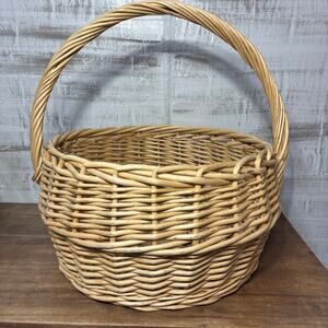 Large Vintage Wicker Single Handle Basket